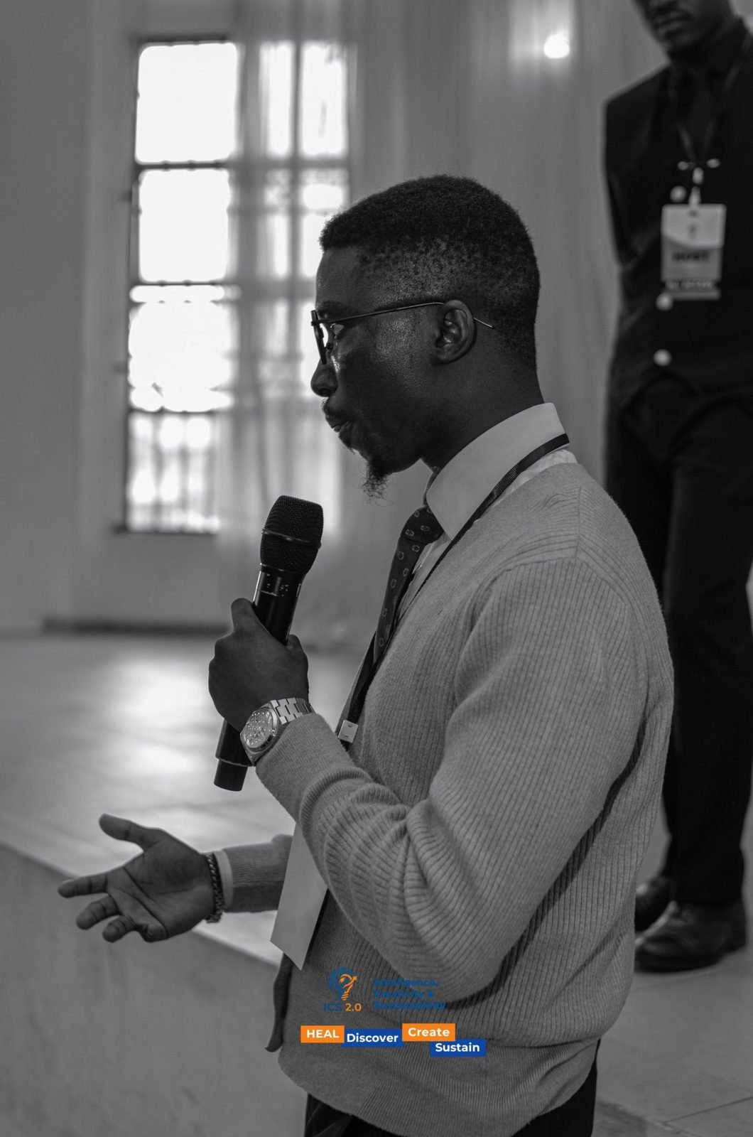 Samuel Adegboyega delivering a keynote at ICS 2.0, University of Ibadan