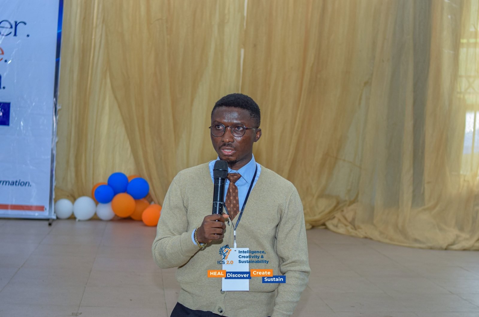 Samuel Adegboyega delivering a keynote at ICS 2.0, University of Ibadan